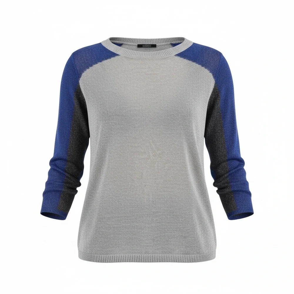 AIKO Colorblock Metallic Glitter Draped Top XS